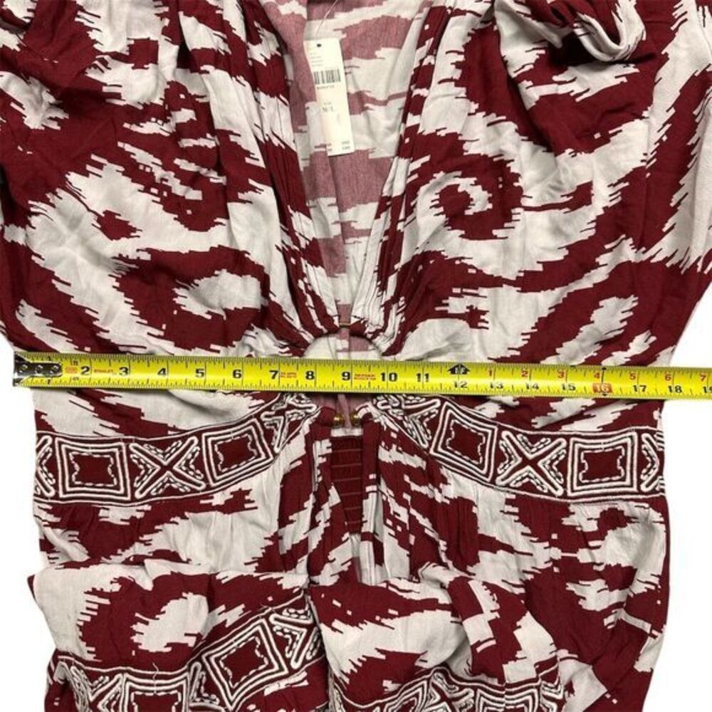 NWT Anthropologie Women's Red Printed Front Ring Kaftan Cover Up Kimono Size M/L - Picture 8 of 10